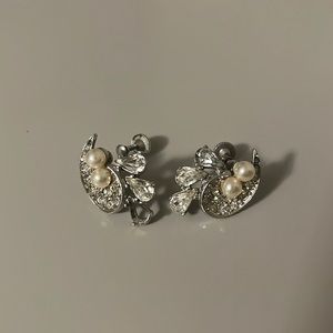 Silver Crystal and Pearl Earrings